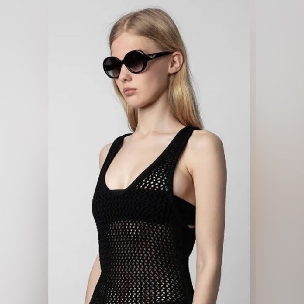 Zadig & Voltaire Nabys open knit black Crochet Dress NWT- small - Picture 2 of 13